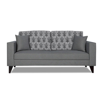 Adorn India Parker Leaf 3 Seater Sofa (Grey) Martin Plus (3 Year Warranty)