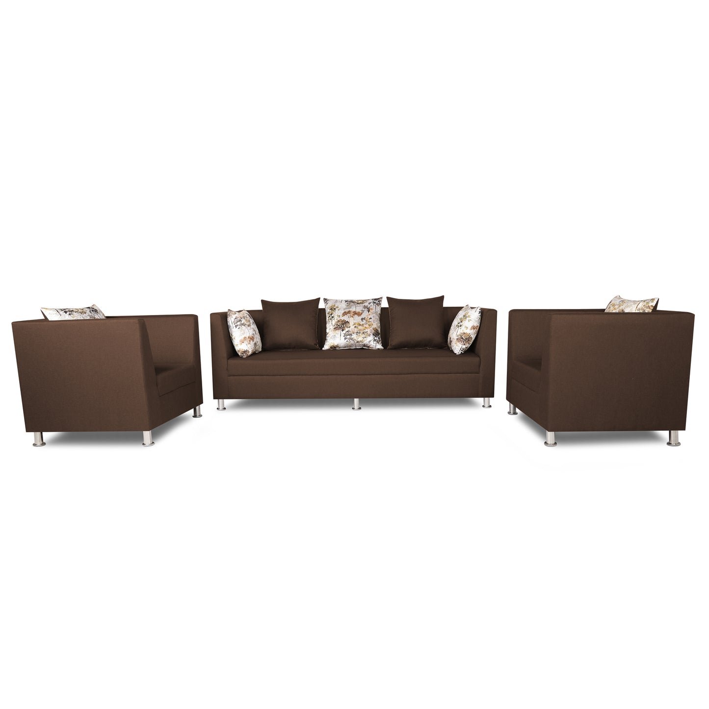 Adorn India Alica 3-1-1 5 Seater Sofa Set(Brown)