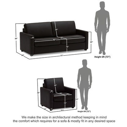 Adorn India Exclusive Flavio Leatherette 3-1-1 Sofa Set (Black)