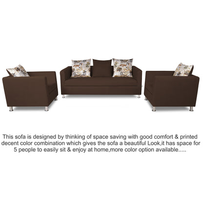 Adorn India Alita 3-1-1 Compact 5 Seater Sofa Set (Brown), Wood, Foam