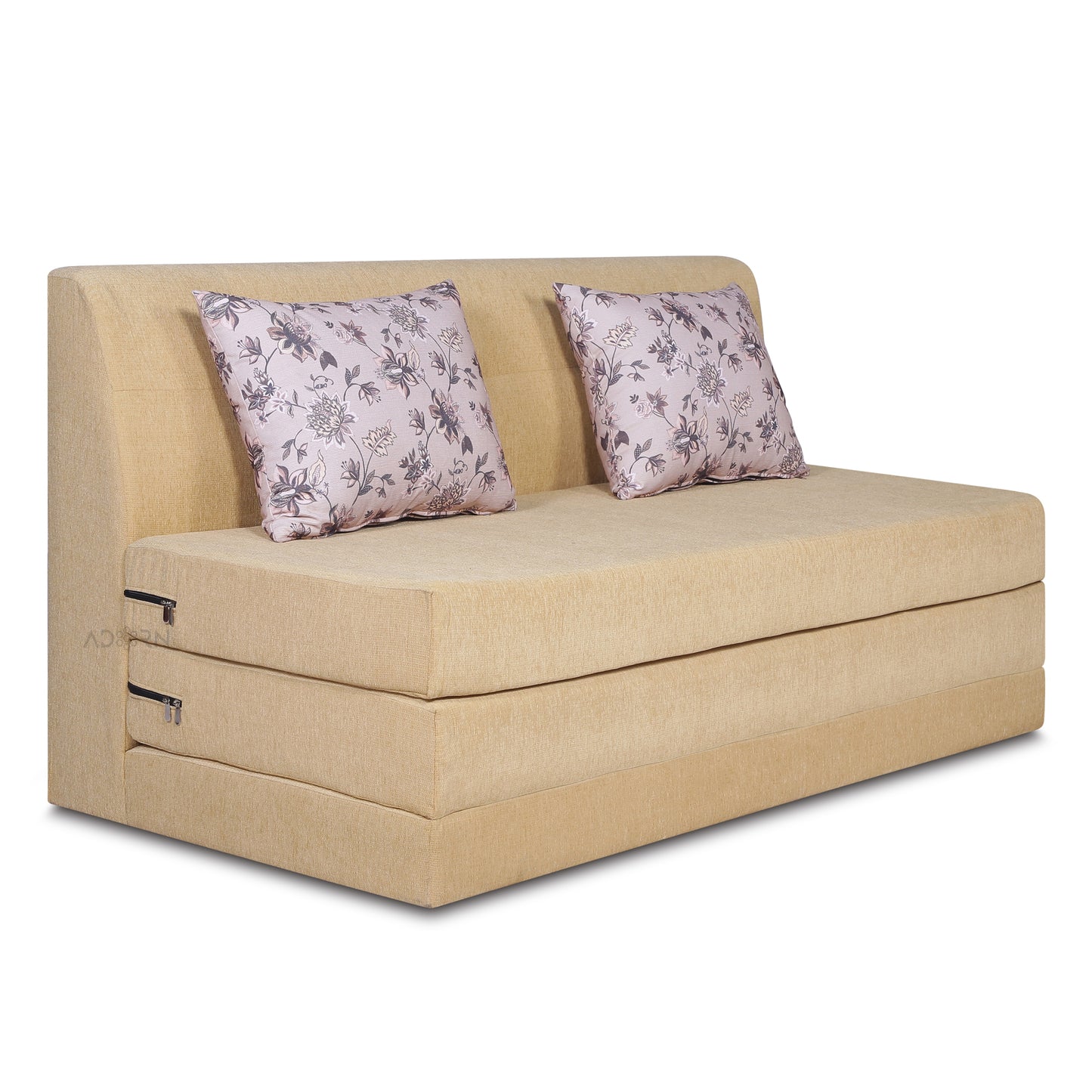 Adorn India Easy Highback Three Seater Sofa Cum Bed Floral 6' x 6' (Beige) (1 Year Warranty)