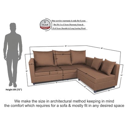Adorn India New Straight Line Modular 5 Seater Sofa Set (Camel)