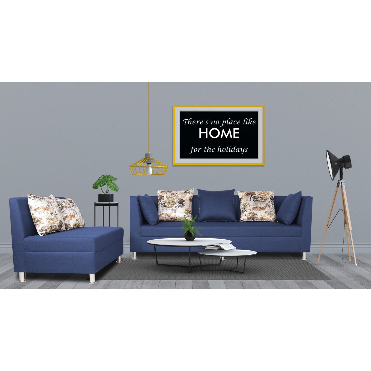 Adorn India Alica Modular Sofa Set (Blue)