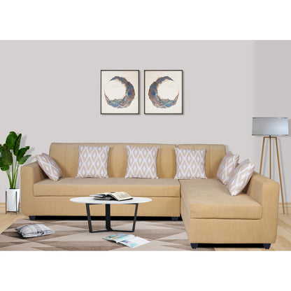 Adorn India Rio Highback L Shape 6 Seater Sofa Set (Right Hand Side) (Beige) (3 Year Warranty)