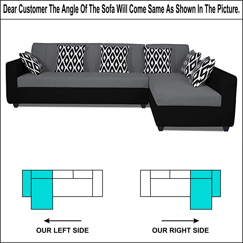 Adorn India Rio Highback L Shape 5 Seater coner Sofa Set (Grey & Black)(3 Year Warranty)