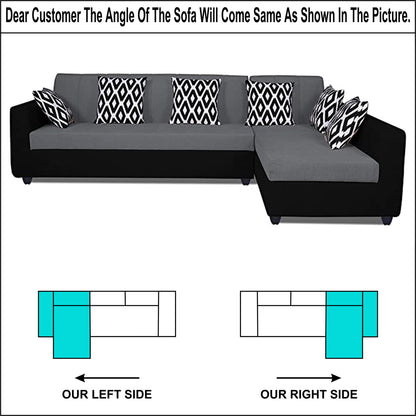 Adorn India Rio Highback L Shape 5 Seater coner Sofa Set (Grey & Black)(3 Year Warranty)
