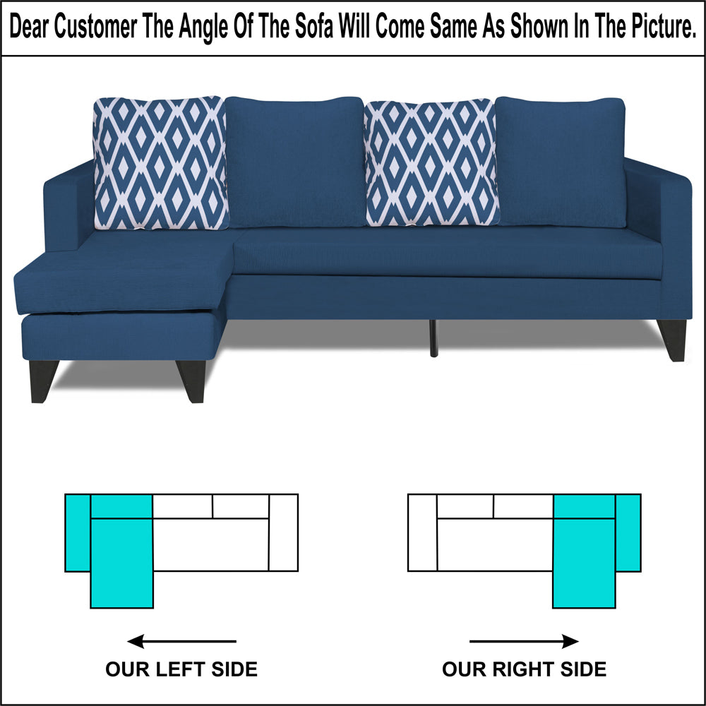 Adorn India Beetle L Shape 5 Seater Sofa Set Rhombus (Left Hand Side) (Blue)