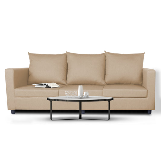Adorn India New Straight Line Three Seater Sofa(Beige)