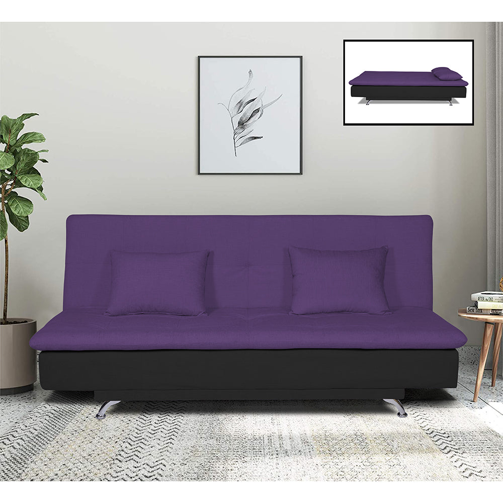 Adorn India Aspen Three Seater Sofa cum bed (Purple & Black)