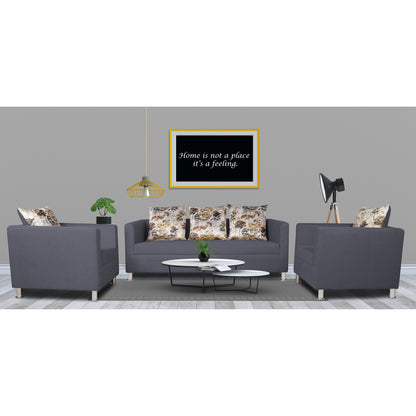 Adorn India Alita 3-1-1 Compact 5 Seater Sofa Set (Dark Grey), Wood, Foam
