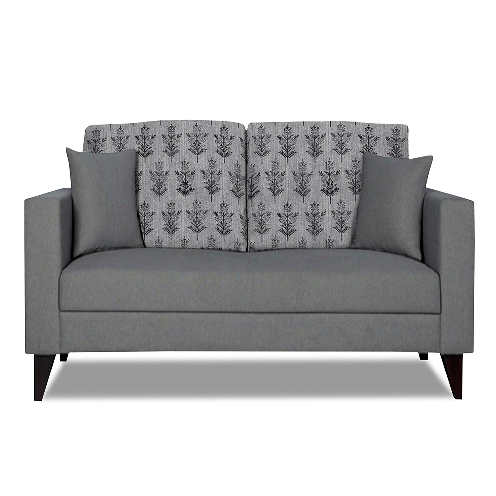 Adorn India Parker Leaf 2 Seater Sofa (Grey) Martin Plus (3 Year Warranty)