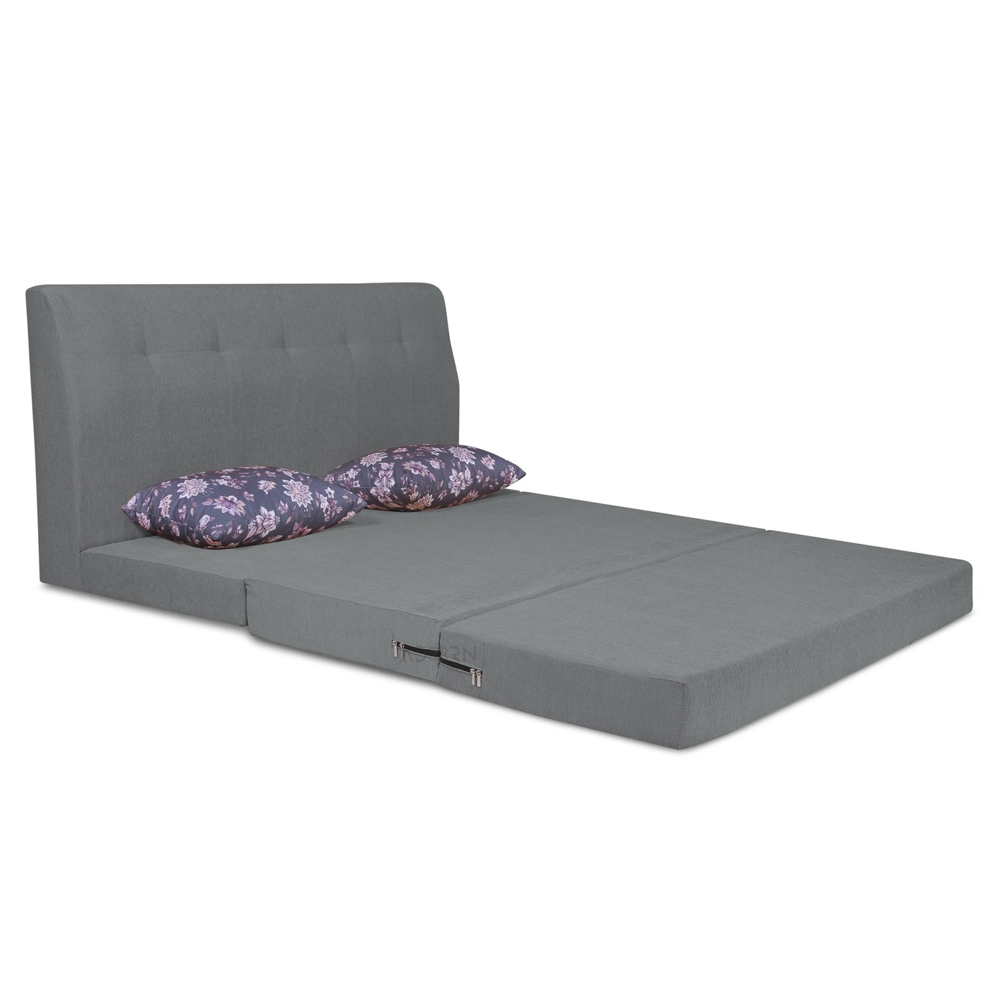 Adorn India Easy Highback Three Seater Sofa Cum Bed Floral 5' x 6' (Grey) (1 Year Warranty)