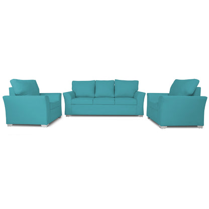 Adorn India Alexia 3+1+1 Sofa Set(Aqua Blue)