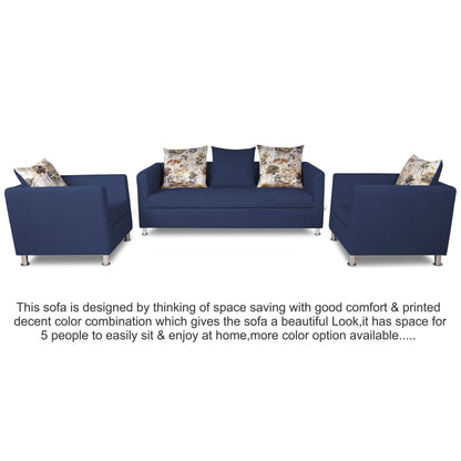 Adorn India Alita 3-1-1 Compact 5 Seater Sofa Set (Blue)