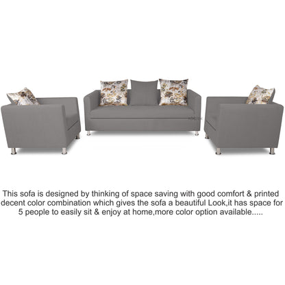 Adorn India Alita 3-1-1 Compact 5 Seater Sofa Set (Light Grey)