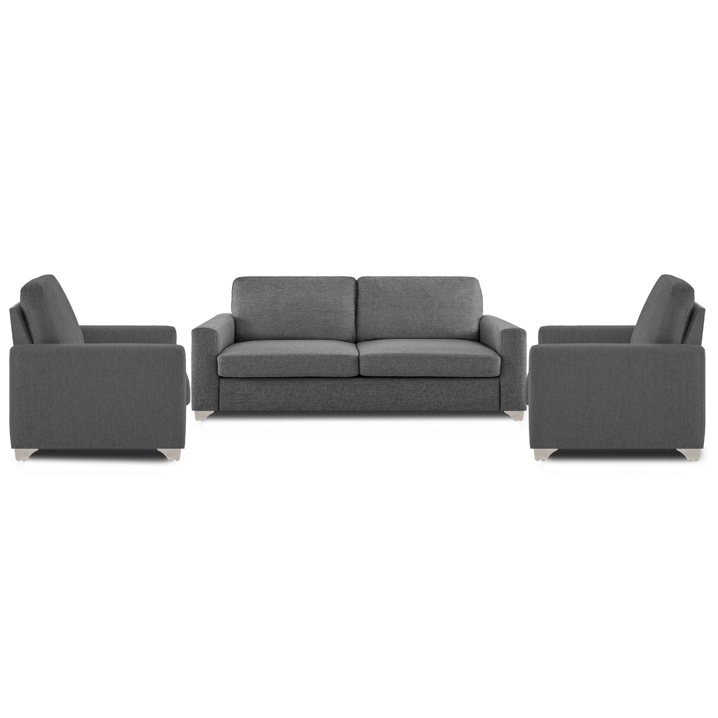 Adorn India Straight Line Five Seater Sofa Set 3-1-1 (Grey)