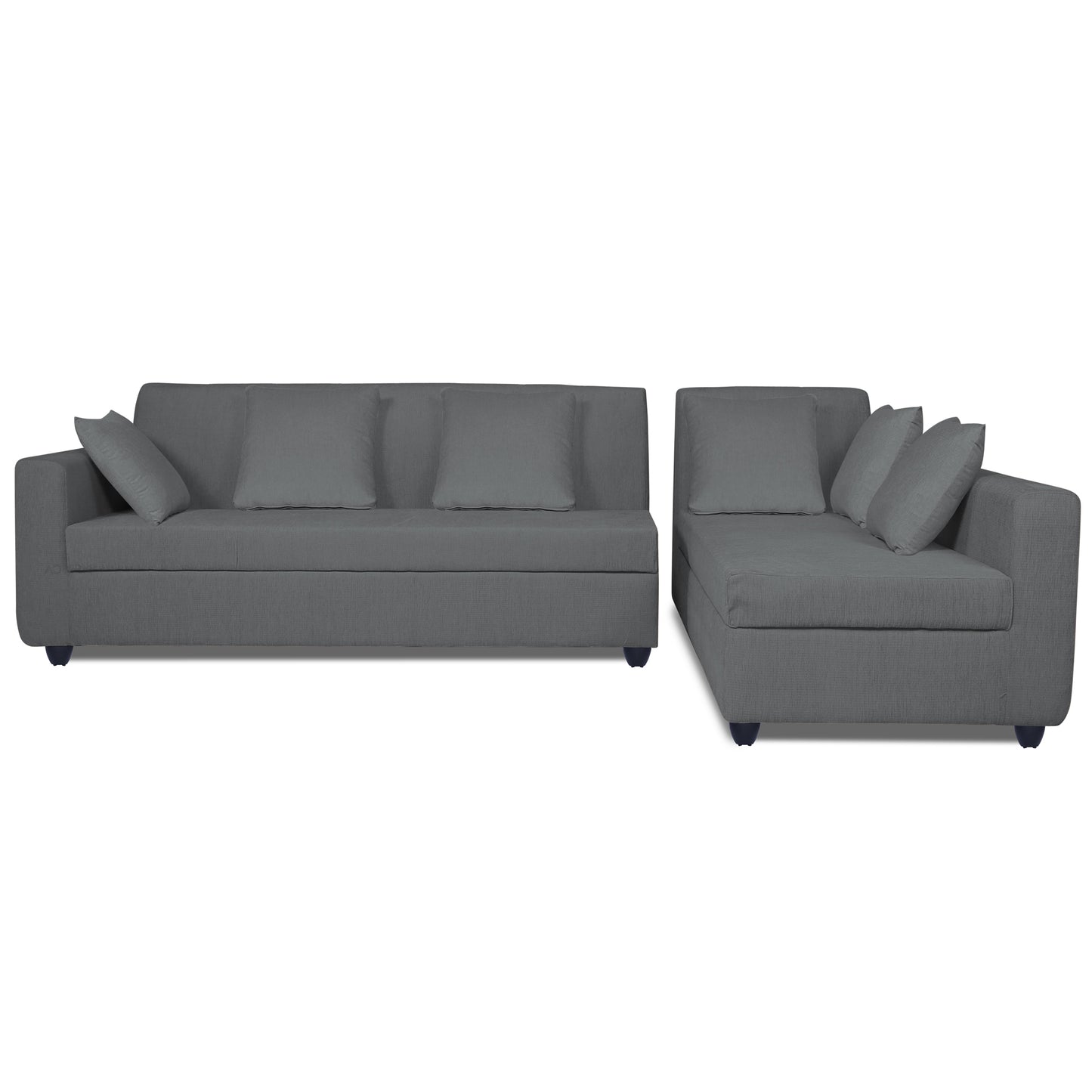 Adorn India Rio Decent L Shape Right Side Handle 6 Seater Corner Sofa Set (Grey) (3 Year Warranty)