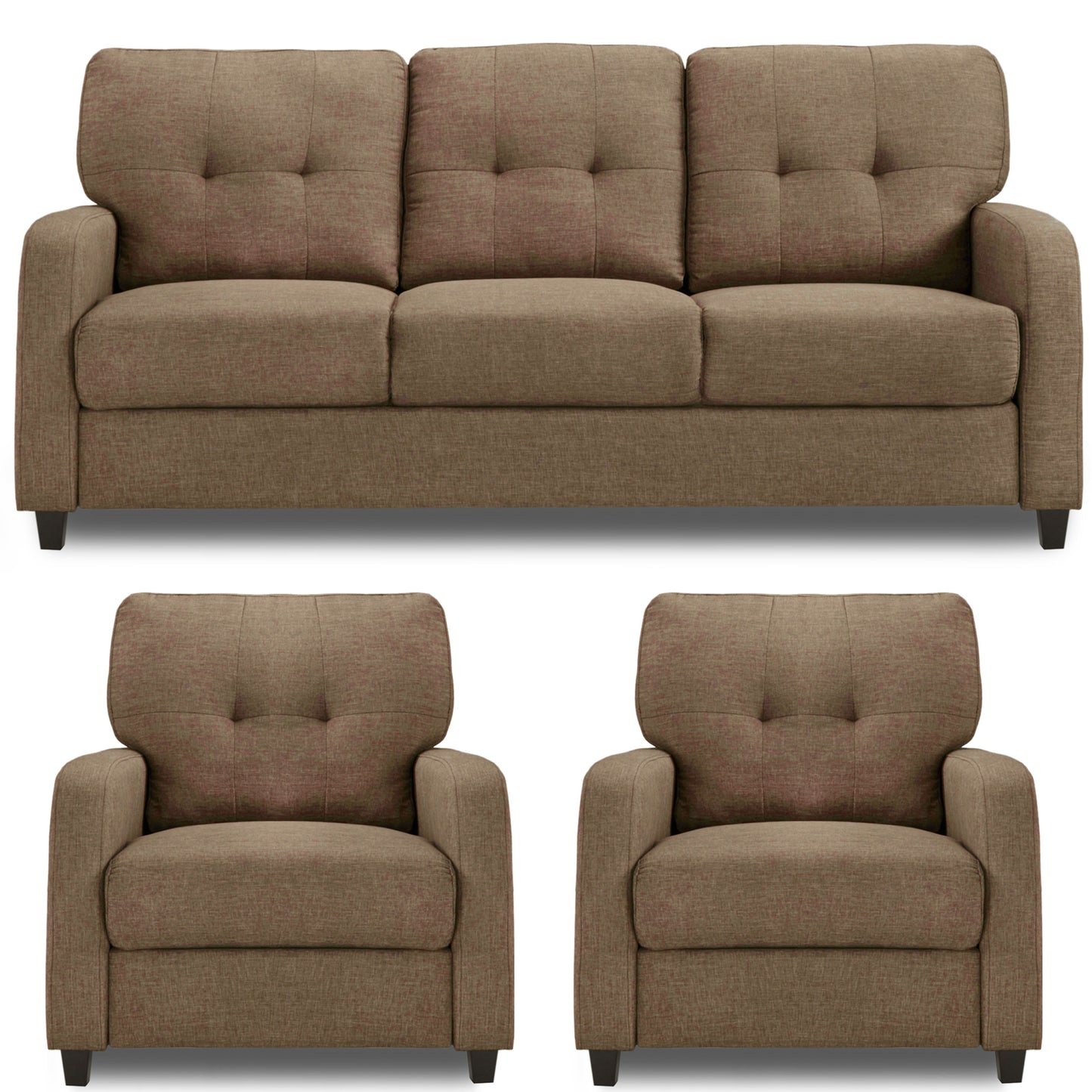 Adorn India Astor 3+1+1 5 Seater Sofa Set (Camel) (3 Year Warranty)