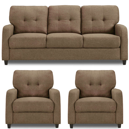 Adorn India Astor 3+1+1 5 Seater Sofa Set (Camel) (3 Year Warranty)