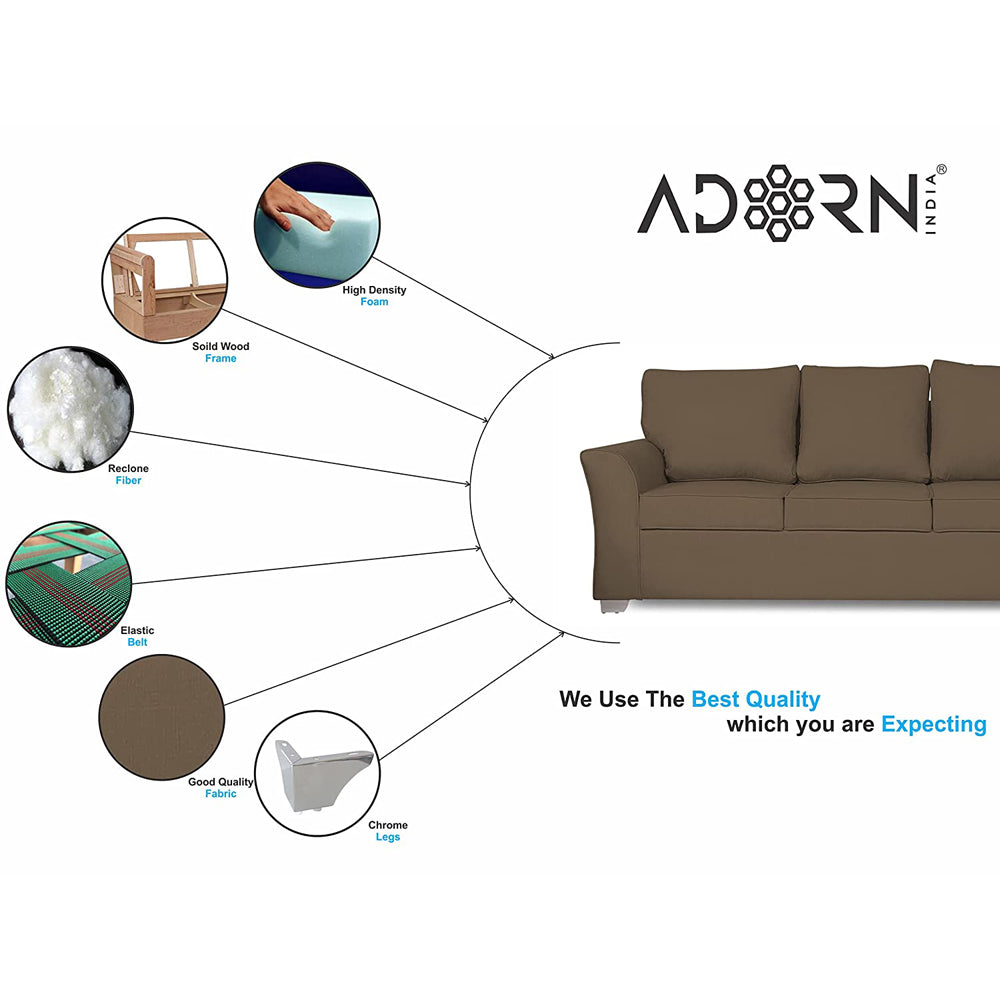 Adorn India Alexia 3 Seater Sofa(Brown)