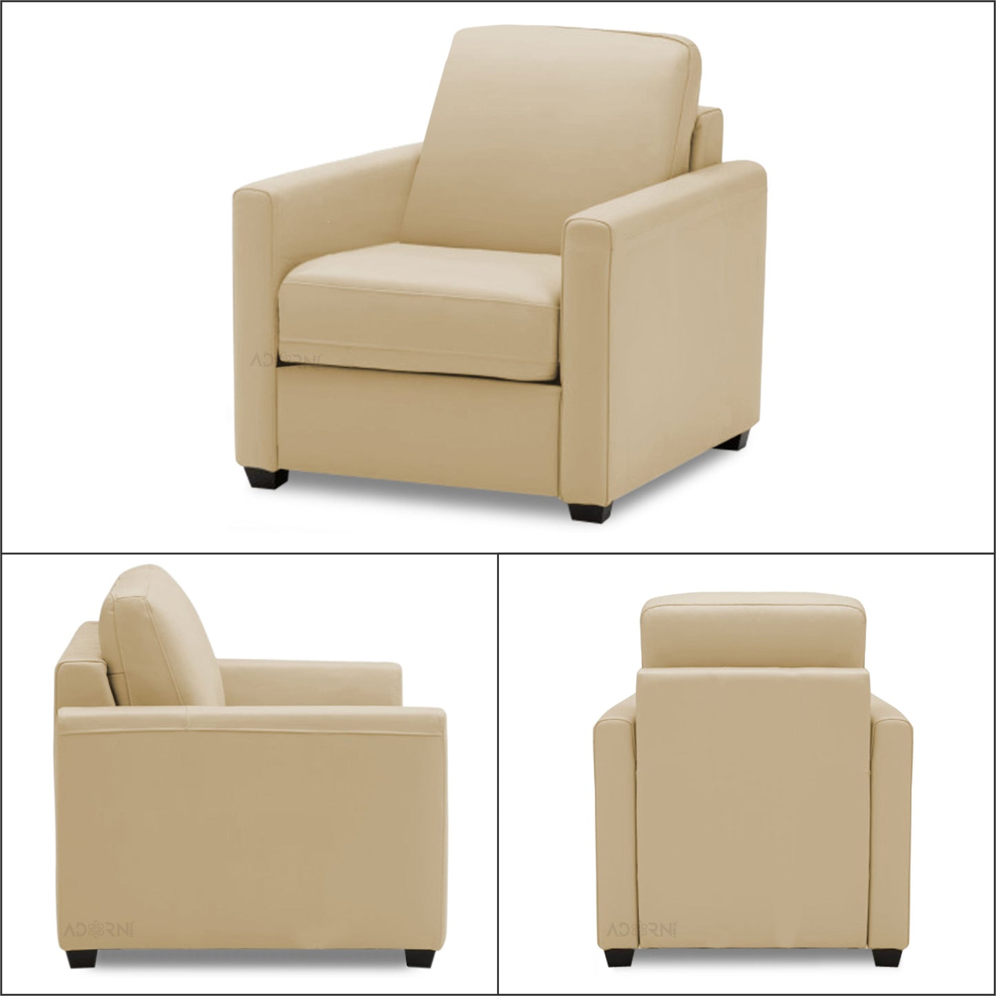 Adorn India Flavio Leatherette 3-1-1 Sofa Set (Beige)