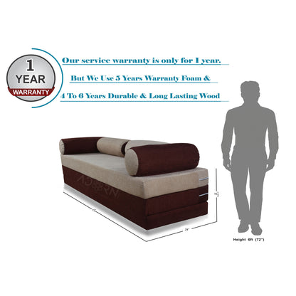 Adorn India Easy Fabric Deewan Cum Bed (Brown and Beige)
