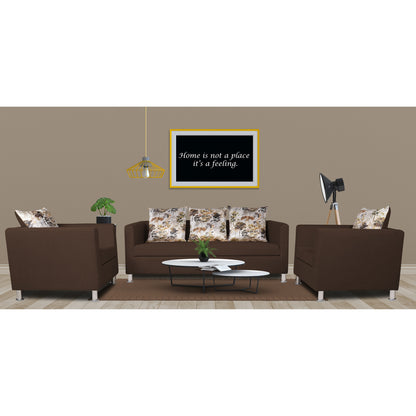 Adorn India Alita 3-1-1 Compact 5 Seater Sofa Set (Brown), Wood, Foam