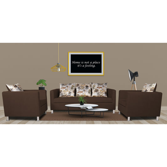 Adorn India Alita 3-1-1 Compact 5 Seater Sofa Set (Brown), Wood, Foam