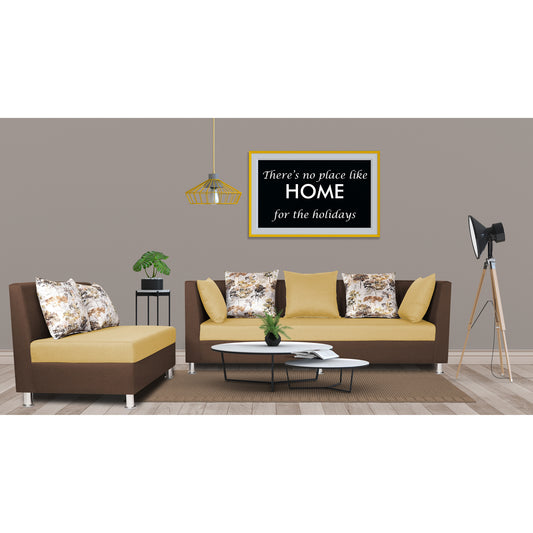 Adorn India Exclusive Two Tone Alica Modular Sofa Set (Wood & Fabric, Brown & Beige)