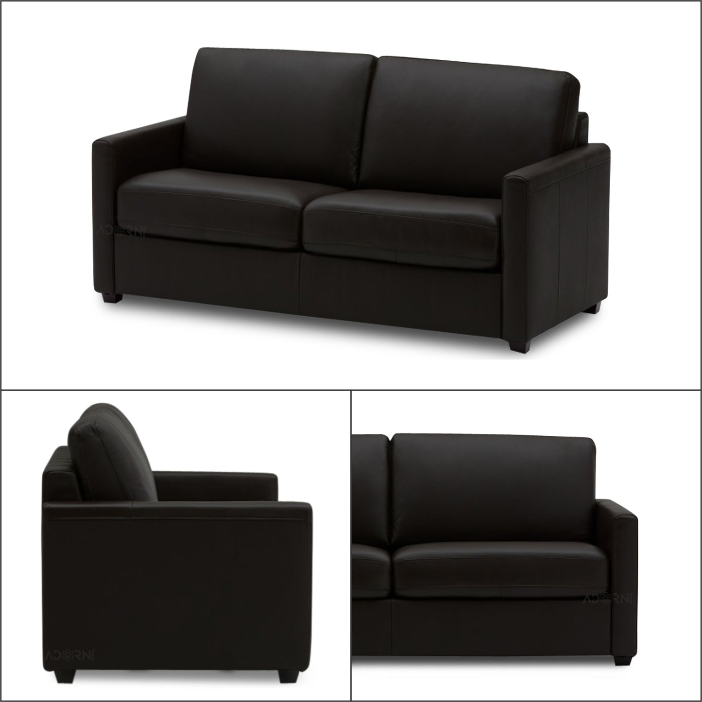Adorn India Exclusive Flavio Leatherette 3+2 Sofa Set (Black)