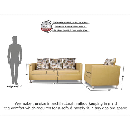 Adorn India Alita 3-1-1 Compact 5 Seater Sofa Set (Beige), Wood, Foam