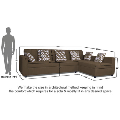 Adorn India Rio HighBack L Shape 6 Seater Sofa Set (Right Hand Side) (Camel) (3 Year Warranty)