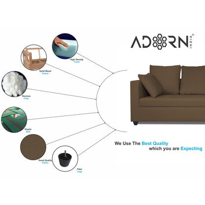 Adorn India Zink Straight line L Shape 6 Seater Sofa Plain Cushion(Camel)