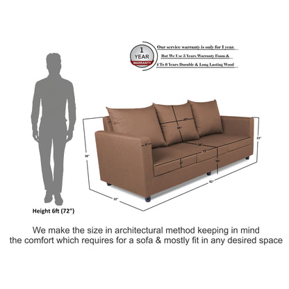Adorn India New Straight Line Three Seater Sofa(Camel)