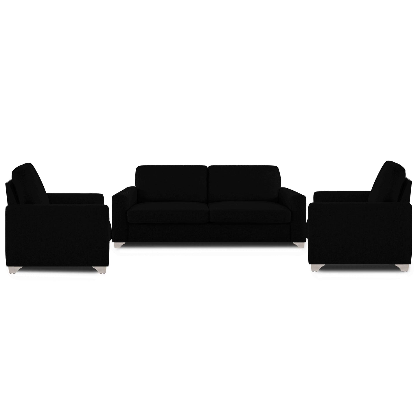 Adorn India Straight line 3+1+1 Seater Sofa Set(Black)