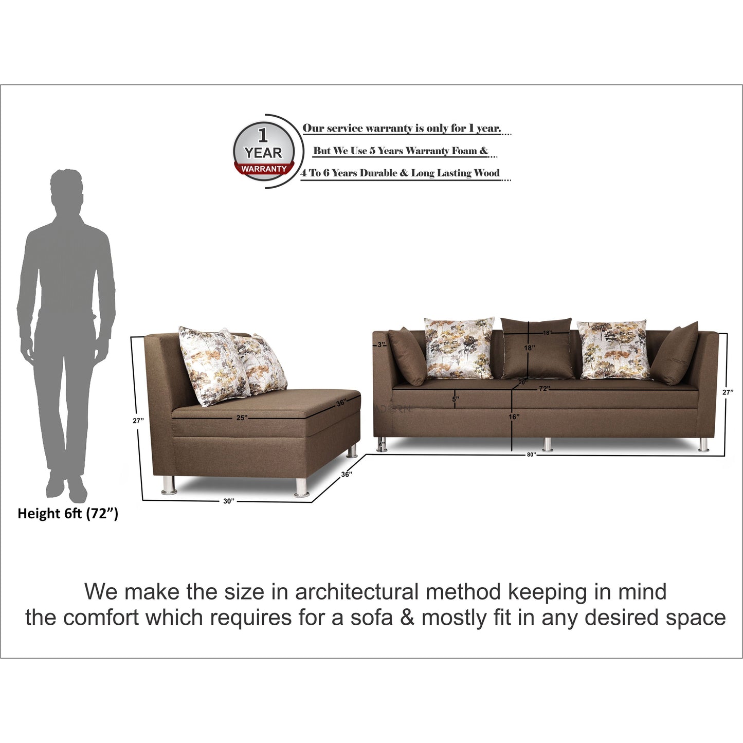 Adorn India Alica Modular Sofa Set(Camel)