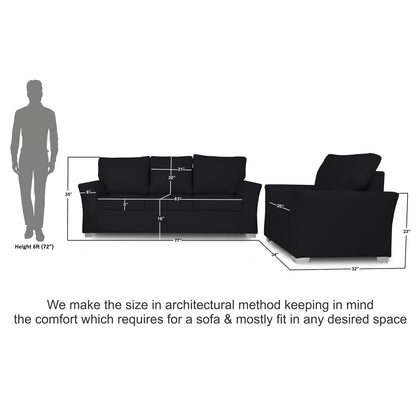 Adorn India Alexia 3+1+1 Sofa Set(Black)