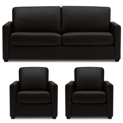 Adorn India Exclusive Flavio Leatherette 3-1-1 Sofa Set (Black)