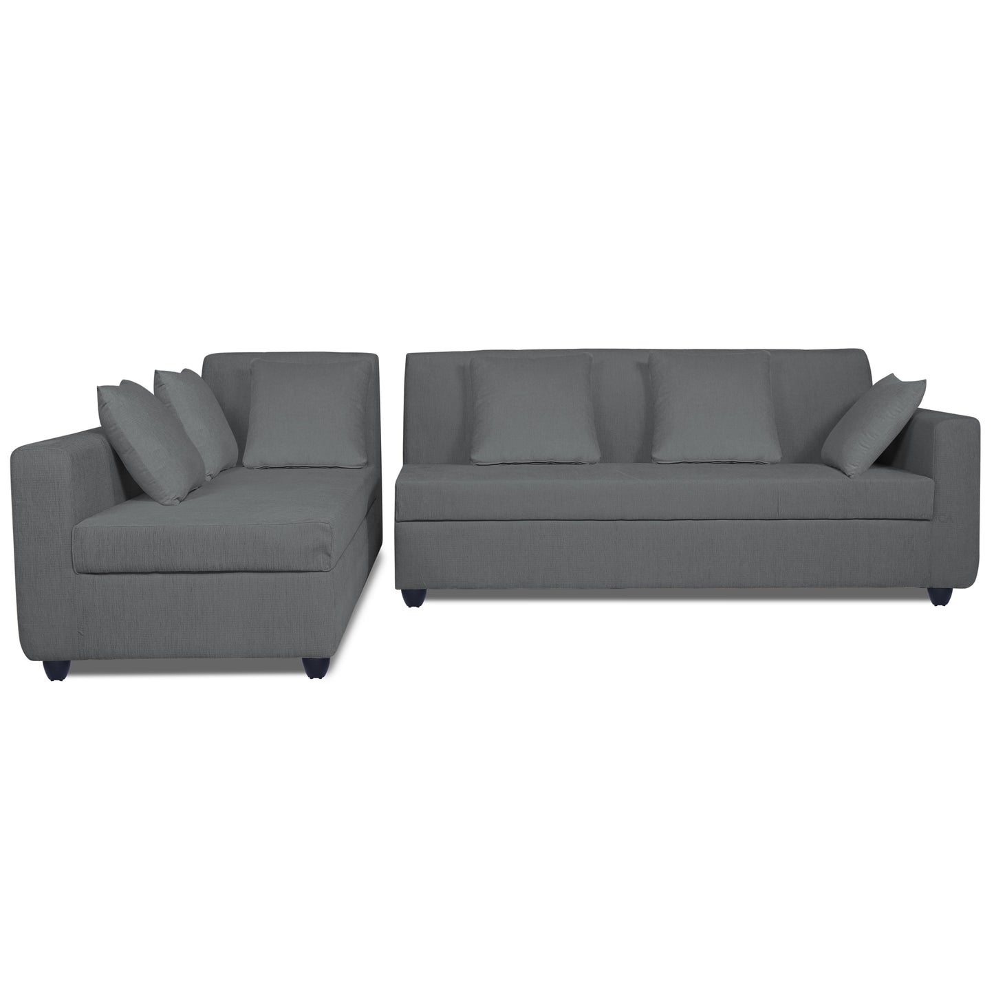 Adorn India Rio Decent L Shape 6 Seater Corner Sofa Set Left Side Handle (Grey) (3 Year Warranty)