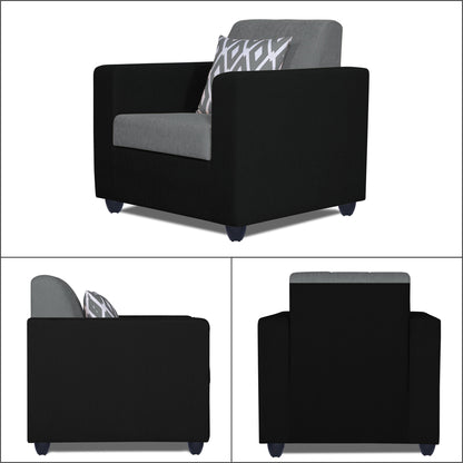 Adorn India Rio Highback 3-1-1 5 Seater Sofa Set (Black & Grey)