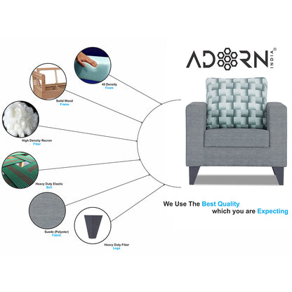 Adorn India Straight line Plus Bricks 1 Seater Sofa (Grey) (3 Year Warranty)