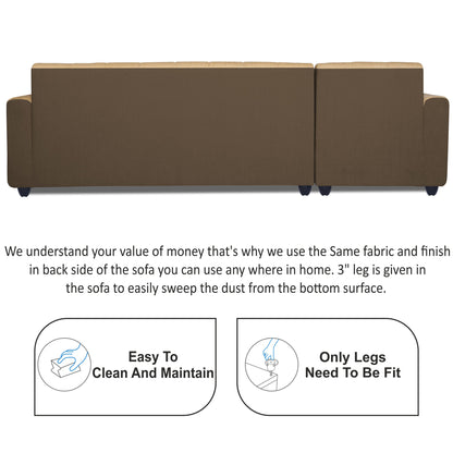 Adorn India Rio Highback L Shape 6 Seater Sofa Set (Left Hand Side) (Brown & Beige) (3 Year Warranty)