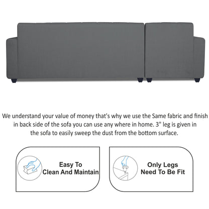 Adorn India Rio Highback L Shape 6 Seater Sofa Set (Left Hand Side) (Grey) (3 Year Warranty)