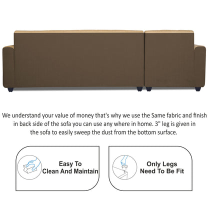 Adorn India Rio Decent L Shape 6 Seater Corner Sofa Set Left Side Handle (Brown and Beige) (3 Year Warranty)