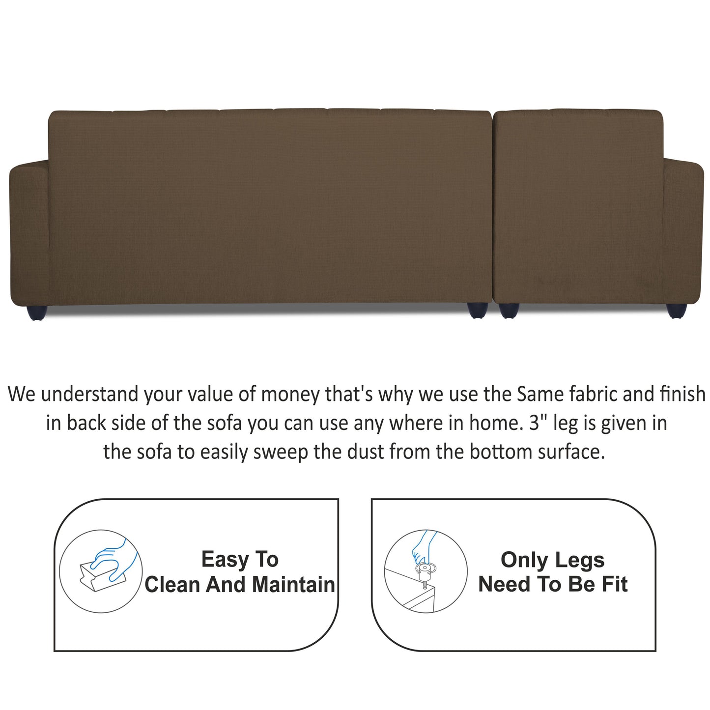 Adorn India Rio High Back L Shape 6 Seater Sofa Set (Left Side Handle) (Camel)