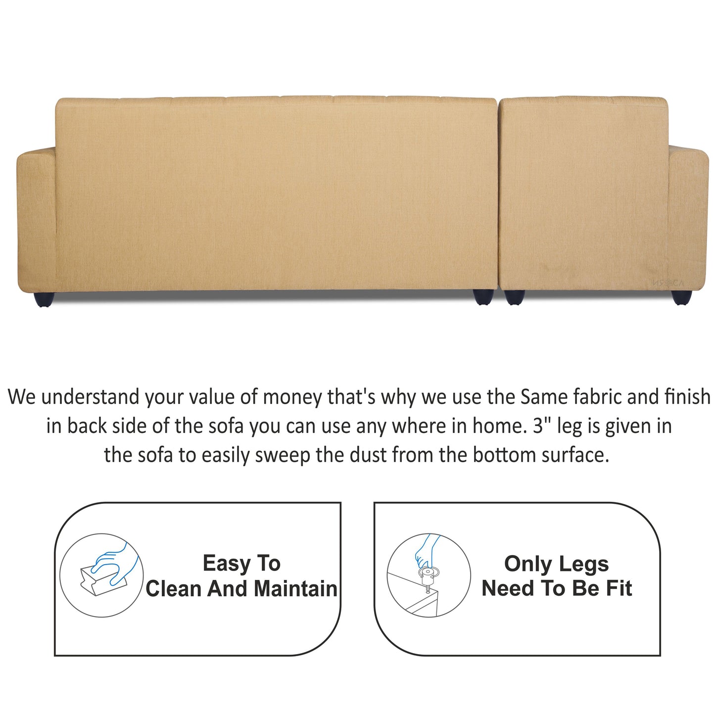Adorn India Rio Highback L Shape 6 Seater corner Sofa Set (Left Side Handle) (Beige) (3 Year Warranty)