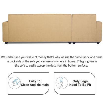 Adorn India Rio Highback L Shape 6 Seater corner Sofa Set (Left Side Handle) (Beige) (3 Year Warranty)