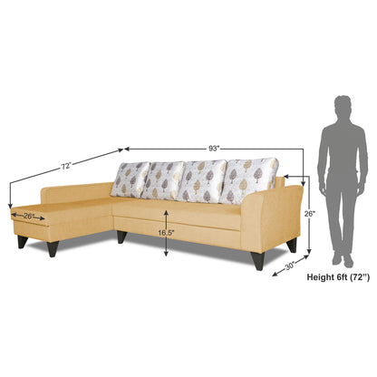 Adorn India Maddox L Shape Digital Print 6 Seater Sofa Set (Left Hand Side) (Beige) (3 Year Warranty)
