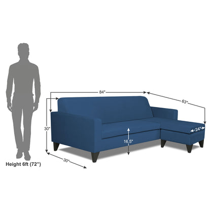 Adorn India Aladra L Shape Decent 5 Seater Sofa Set RHS (Blue) (3 Year Warranty)