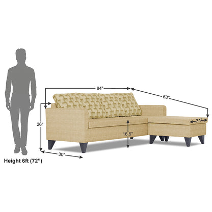 Adorn India Calloway Bricks L Shape 5 Seater Sofa Set RHS (Beige)